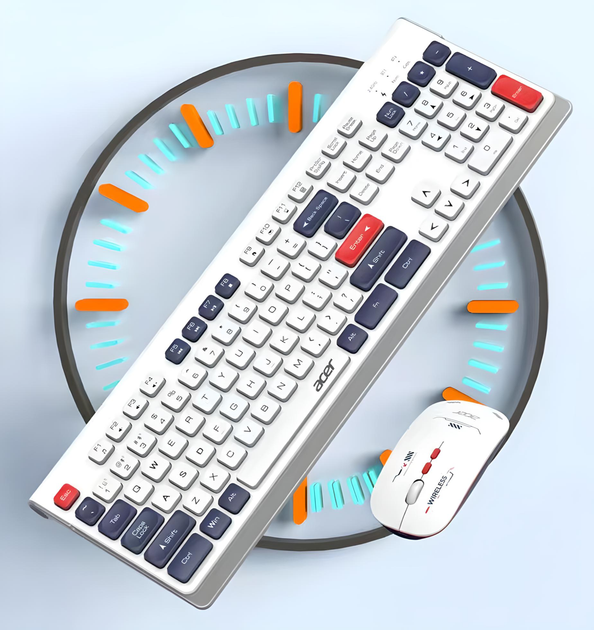 Бездротовий комплект ACER KM41-6W клавіатура + миша, Bluetooth+2.4 ГГц, white - зображення 8