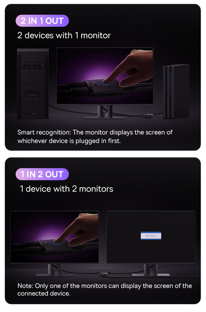 HDMI спліттер комутатор на 2 порти Baseus AirJoy Series 2-in-1 HDMI Switch 4K 60 Гц з кабелем 1м - зображення 6