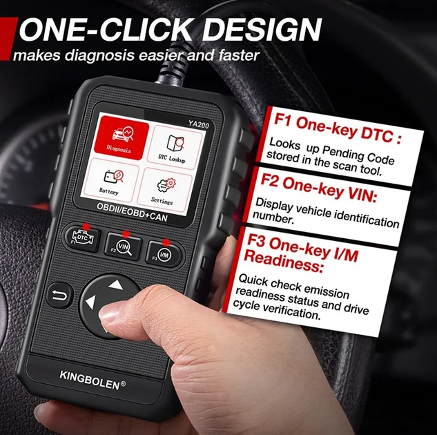 Автосканер KINGBOLEN YA200 OBD2, инструмент диагностики системы двигателя, считыватель кодов неисправностей - изображение 6