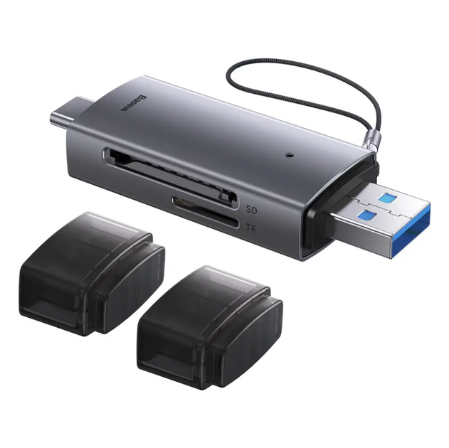 Картридер Baseus Lite Series USB-A 3.0 & Type-C to SD/microSD Gray - зображення 4