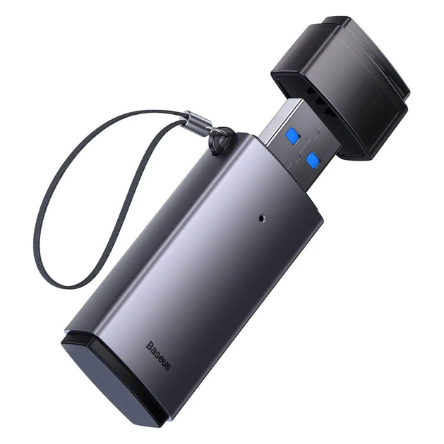 Картридер Baseus Lite Series USB-A 3.0 to SD/microSD Gray - зображення 5