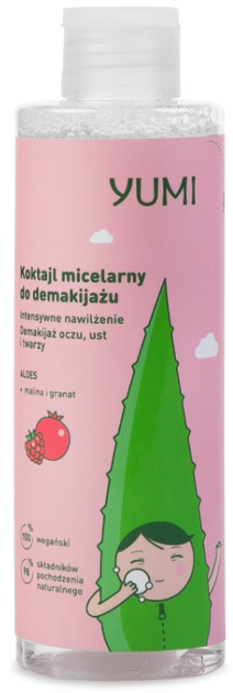 Koktajl micelarny do demakijażu Yumi intensywnie nawilżający Malina i Granat 200 ml (5902693164180) - obraz 1