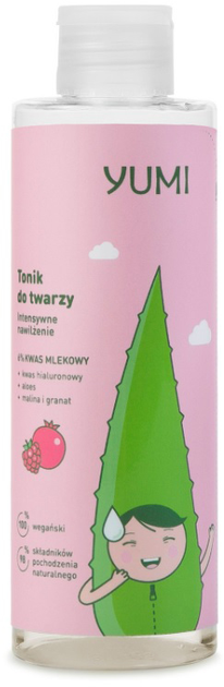 Tonik intensywnie nawilżający Yumi 6% kwas mlekowy Malina-Granat 200 ml (5902693164159) - obraz 1