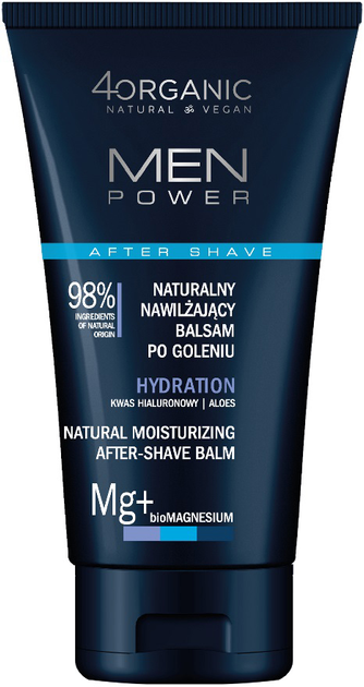 Balsam po goleniu 4organic Men Power naturalny nawilżający Hydration 150 ml (5904181931182) - obraz 1