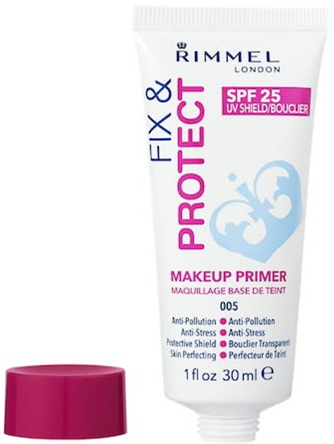 Baza pod makijaż Rimmel Fix & Protect Makeup Primer SPF 25 30 ml (3614221103609) - obraz 1