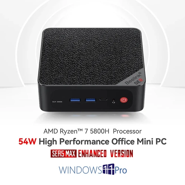 Beelink SER5 MAX 5800H 32GB DDR4、500G Компьютер Beelink SER5 MAX AMD Ryzen 7 5800H (Zen3) Windows 11 Pro
