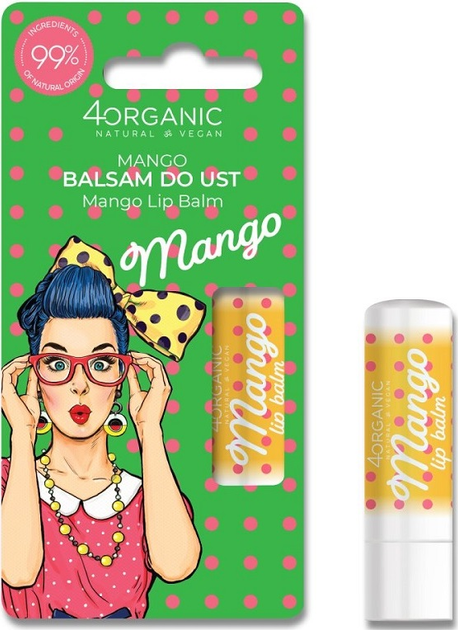 Balsam do ust 4organic Pin-up Girl Mango naturalny 5 g (5904181931540) - obraz 1