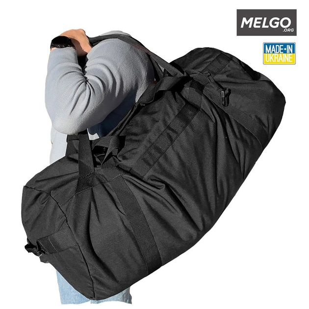 Тактическая сумка, баул 90 л Оксфорд 600 D ПВХ Черная MELGO - изображение 2