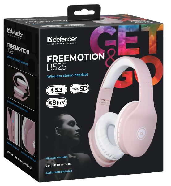 Гарнітура Defender FreeMotion B525 White/Pink (63528) (6787950) - Фото 5 Гарнітура Defender FreeMotion B525 White/Pink (63528) (6787950) - зображення 5