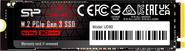 Dysk SSD Silicon Power UD80 250GB M.2 2280 NVMe PCIe 3.0 x4 3D NAND QLC (SP250GBP34UD8005) - obraz 1