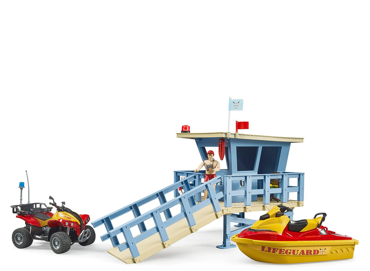 Zestaw do zabawy Bruder Life Guard Station with Quad and Personal Boat (62780) (4001702627805) - obraz 1
