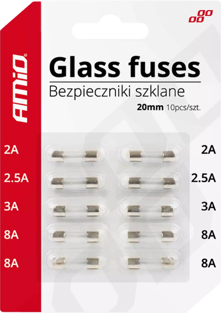 Предохранители стеклянные мини Amio 10 шт (02394) (023945) - изображение 1
