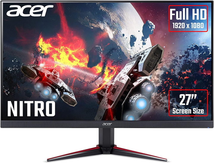 Монітор 27" Acer Nitro VG270Ebmipx (UM.HV0EE.E01) FHD IPS / 100Hz / 1ms / 8-Bit / 99% sRGB / FreeSync / Adaptive-Sync / Flicker-Less / G-SYNC Compatible / Low Dimming / Speakers 2W - зображення 3