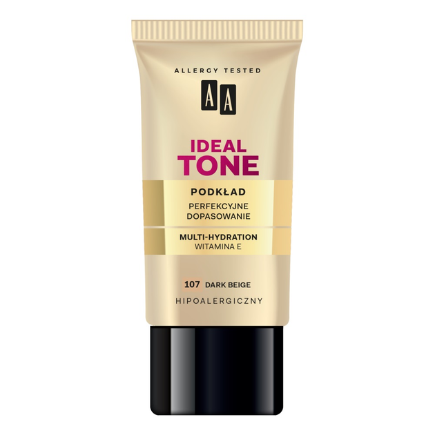 Podkład nawilżający AA Make Up Ideal Tone perfekcyjne dopasowanie 107 Dark Beige 30 ml (5900116028972) - obraz 1