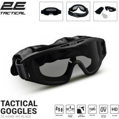 Тактичні окуляри 2E Hawk WS Black Anti-fog + сумка + 3 лінзи (2E-TGGWS-BK) - зображення 2