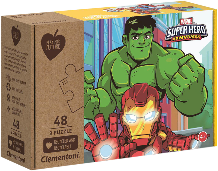 Puzzle Clementoni Marvel Superhero 3 x 48 elementów (8005125252572) - obraz 1