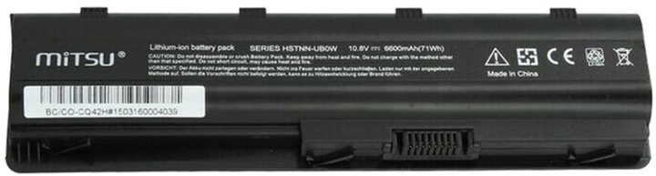 Акумулятор Mitsu для ноутбуків Compaq Presario CQ42, CQ62, CQ72 10.8-11.1V 6600 mAh (71 Wh) (BC/CO-CQ42H) - зображення 4
