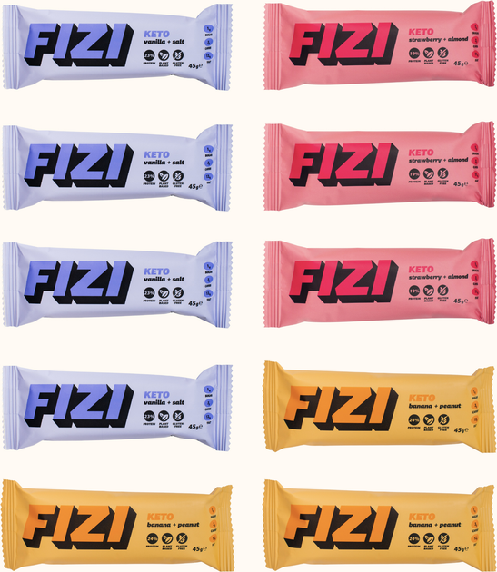 Набір протеїнових батончиків FIZI "Keto Mix Box" 45 г х 10 шт. Веган (Keto box) - зображення 2