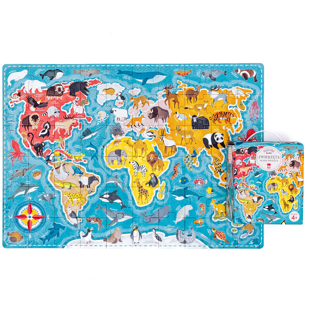 Puzzle Czuczu Puzzlove Mapa świata Zwierzęta 60 elementów (5902983491927) - obraz 2