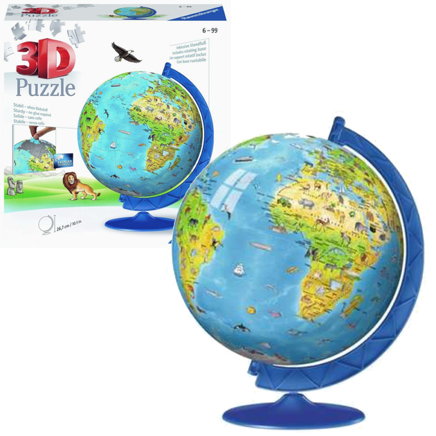 3D Пазл Ravensburger дитячий глобус 180 елементів (4005556123384) - зображення 1