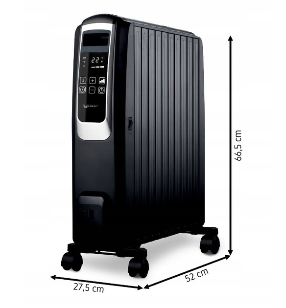 Масляный электрический обогреватель радиатор Yoer Inferno OFR1025BK 2500 Вт 10 ребер Черный - изображение 13
