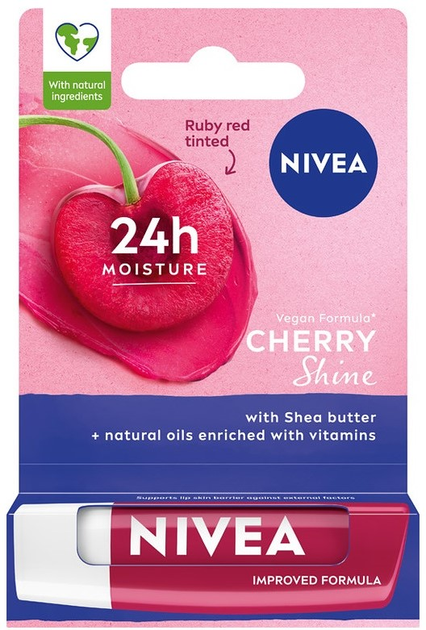 Pielęgnująca pomadka do ust Nivea Cherry Shine 4.8 g (9005800362960) - obraz 1