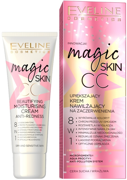 Krem CC Eveline Magic Skin CC upiększający krem nawilżający na zaczerwienienia 50 ml (5901761967869) - obraz 1
