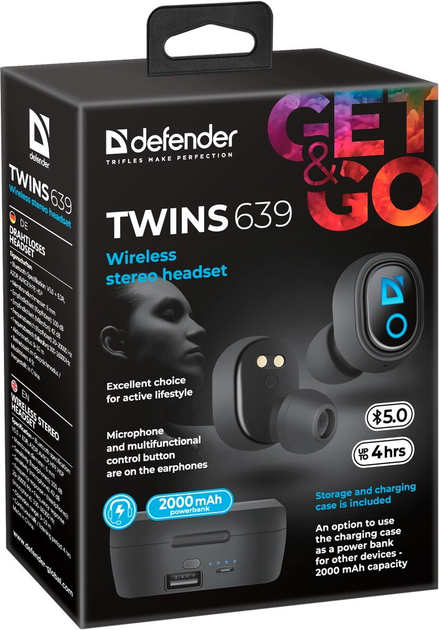 Навушники Defender Twins 639 Black (4714033636391) - зображення 5