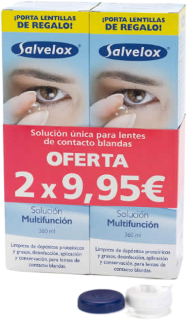 Засіб для догляду за лінзами Salvelox Set Contact Lens Solution 2 x 360 мл (7310610010577) - зображення 1