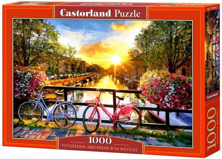 Puzzle Castor Malowniczy Amsterdam z rowerami 1000 elementów (5904438104536) - obraz 1