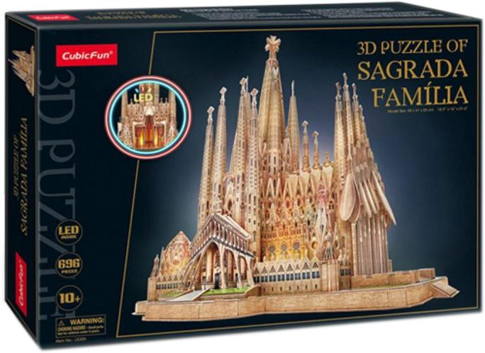 Puzzle 3D Cubic Fun Sagrada Familia Led 696 elementów (6944588205300) - obraz 1