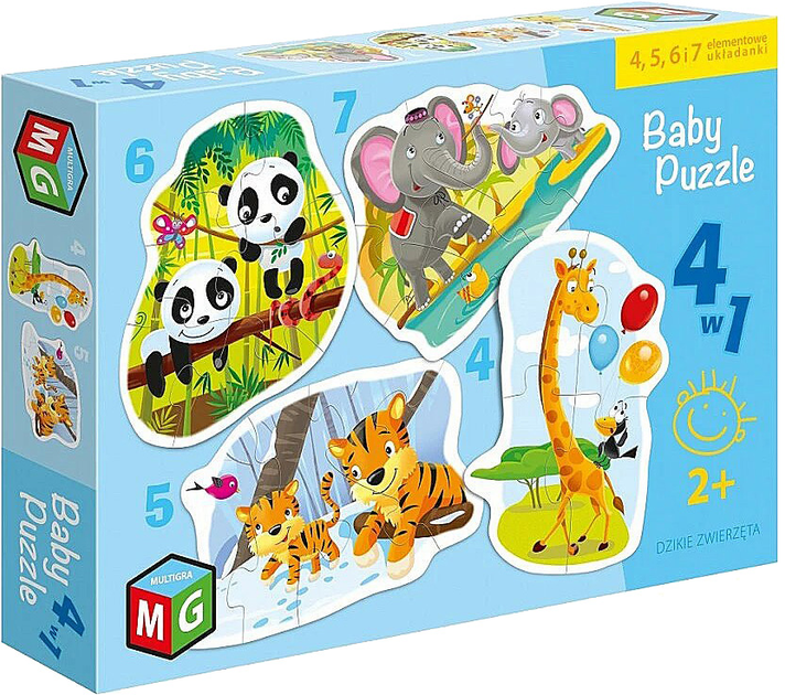 Puzzle Multigra Baby Dzikie zwierzęta 4 w 1 (5903796605662) - obraz 1