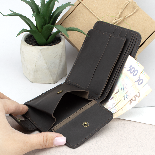 Портмоне мужское кожаное Handycover HC0041 коричневое с гербом Украины - Фото 6 Портмоне мужское кожаное Handycover HC0041 коричневое с гербом Украины - изображение 6