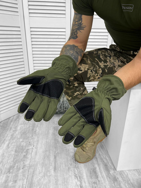 Тактичні сенсорні рукавички Tactical Gloves Olive M - зображення 2