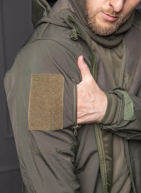 Мужская куртка НГУ Softshell оливковый цвет с анатомическим покроем ветрозащитная 2XL - изображение 2