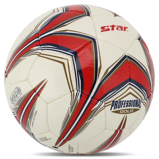М'яч футбольний STAR PROFESSIONAL GOLD SB344G №4 Composite Leather білий-червоний - Фото 2 М'яч футбольний STAR PROFESSIONAL GOLD SB344G №4 Composite Leather білий-червоний - изображение 2