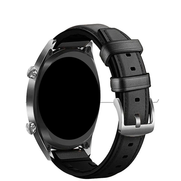 Ремешок кожа+силикон для Garmin Venu 3 | Venu 2 черно-серебрянный - изображение 2