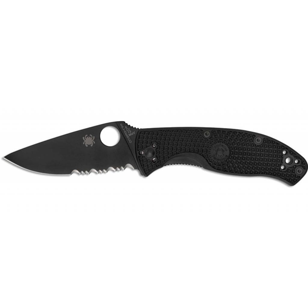 Ніж Spyderco Tenacious Black Blade Lightweight полусеррейтор (C122PSBBK) - зображення 1