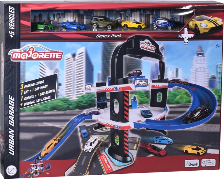 Zestaw do gry Majorette Miejski Garaż 5 Pojazdów 64x45 cm (3467452062555) - obraz 1