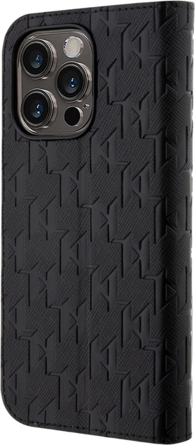 Etui z klapką Karl Lagerfeld Saffiano Monogram do Apple iPhone 14 Pro Black (3666339122966) - obraz 1