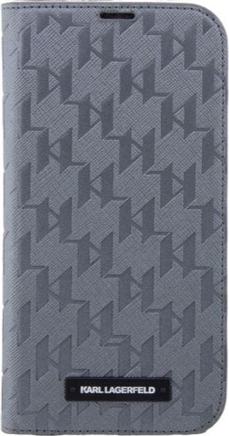 Чохол-книжка Karl Lagerfeld Saffiano Monogram do Apple iPhone 14 Pro Max Silver (3666339123017) - зображення 1