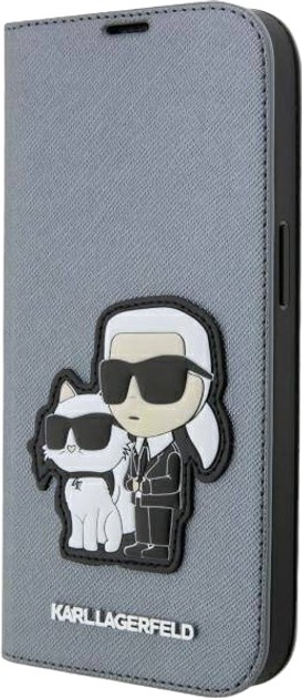 Etui z klapką Karl Lagerfeld Saffiano Karl&Choupette do Apple iPhone 14 Pro Max Silver (3666339122850) - obraz 2
