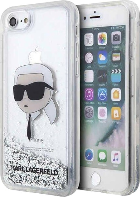 Etui Karl Lagerfeld Glitter Karl Head do Apple iPhone 7/8/SE 2020/SE 2022 Silver (3666339118860) - obraz 1