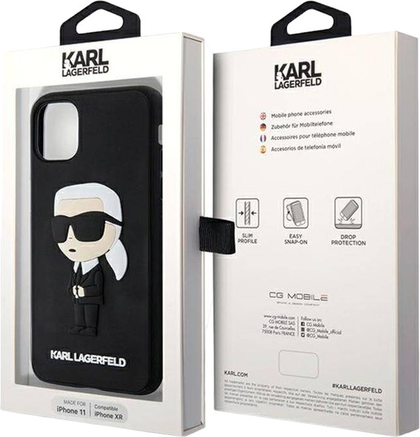 Панель Karl Lagerfeld Rubber Ikonik 3D do Apple iPhone Xr/11 Black (3666339127862) - зображення 2