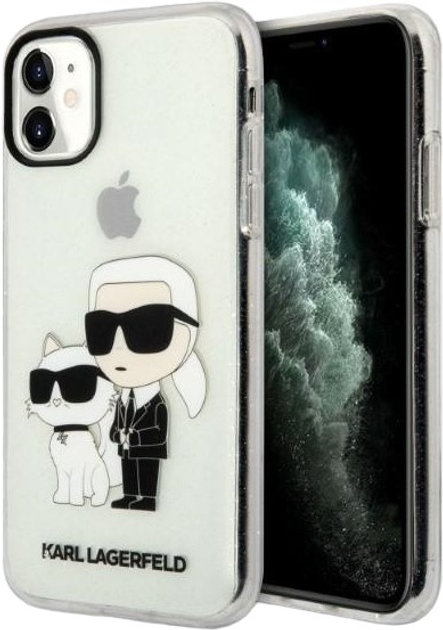 Etui Karl Lagerfeld Gliter Karl&Choupette do Apple iPhone Xr/11 Transparent (3666339102098) - obraz 1