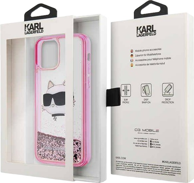 Панель Karl Lagerfeld Glitter Choupette Head do Apple iPhone 12/ 12 Pro Pink (3666339119065) - зображення 1