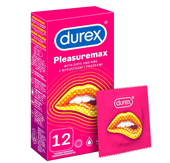 Prezerwatywy Durex Pleasuremax z wypustkami prążkami 12 szt (5038483193051) - obraz 1