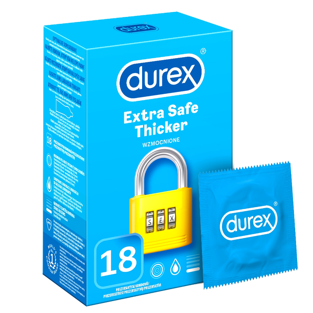 Prezerwatywy Durex Extra Safe grubsze nawilżane 18 szt (5052197018936) - obraz 1