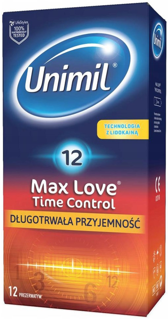 Презервативи Unimil Max Love Time Control латексні зволожені 12 шт (8413554144069) - зображення 1