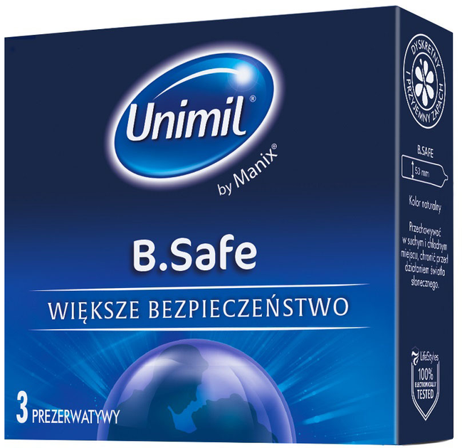Презервативи Unimil B.Safe латексні 3 шт (5011831089930) - зображення 1